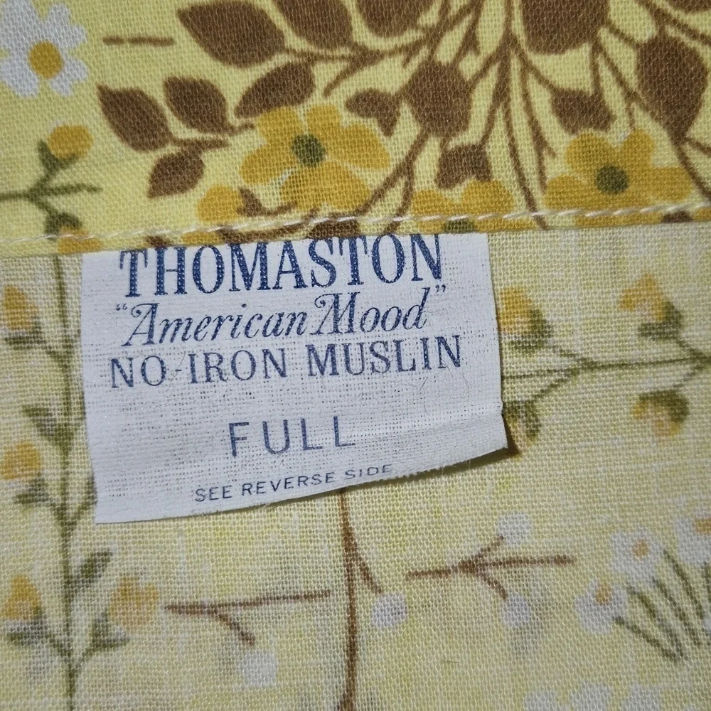 Vintage Thomaston Yellow Floral Muslin Full Flat Sheets MCM New
